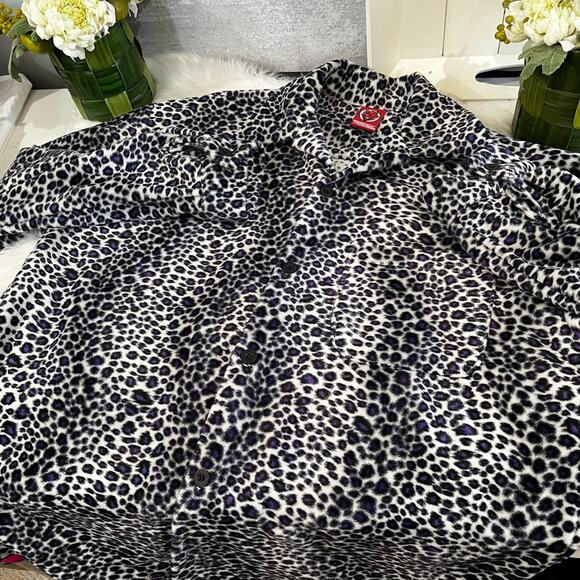 Third Rail Vintage Plush Fleece Longline Leopard Print Cozy Shacket Shirt Jacket - Picture 10 of 16